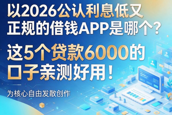2026公认利息低又正规的借钱APP是哪个?这5个贷款6000的口子亲测好用!