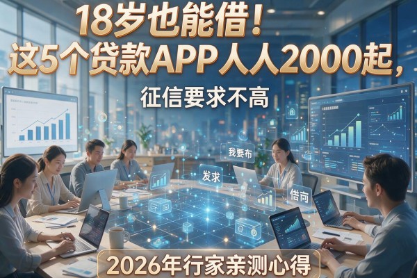18岁也能借！这5个贷款APP人人2000起，征信要求不高，2026年行家亲测心得