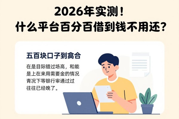 2026年实测!什么平台百分百借到钱不用还?这五个五百块口子手到擒来