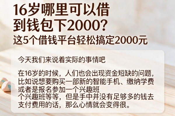 16岁哪里可以借到钱包下2000?这5个借钱平台轻松搞定2000元