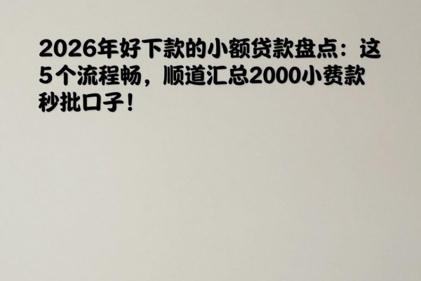 2026年好下款的小额贷款盘点:这5个流程顺畅,顺道汇总2000小额借款秒批口子!