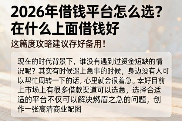 2026年借钱平台怎么选?在什么上面借钱好这篇深度攻略建议存好备用!