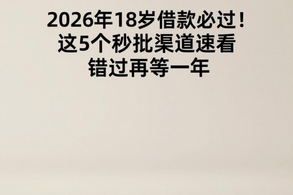 2026年18岁借款必过!这5个秒批渠道速看,错过再等一年