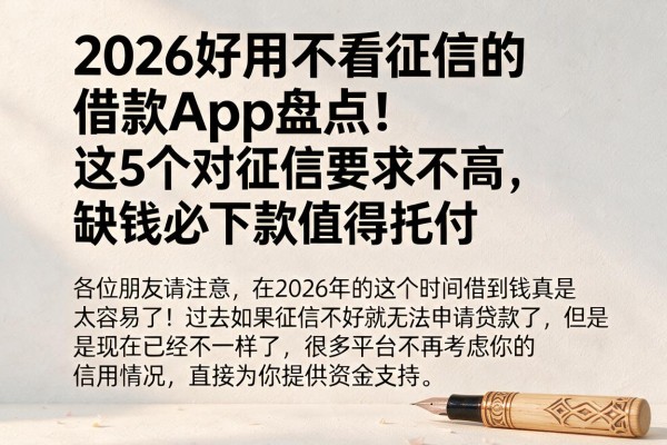 2026好用不看征信的借款App盘点!这5个对征信要求不高,缺钱必下款值得托付