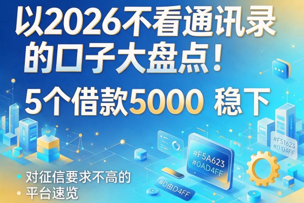 2026不看通讯录的口子大盘点!5个借款5000稳下、对征信要求不高的平台速览