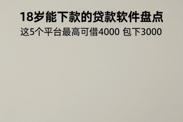 18岁能下款的贷款软件盘点，这5个平台最高可借4000，包下3000