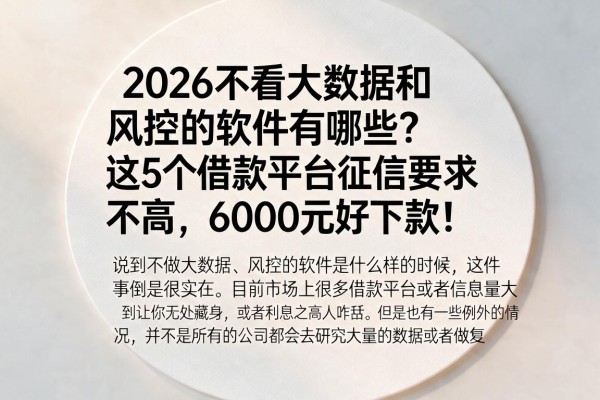 2026不看大数据和风控的软件有哪些？这5个借款平台征信要求不高，6000元好下款！