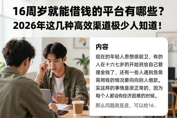16周岁就能借钱的平台有哪些?2026年这几种高效渠道极少人知道!