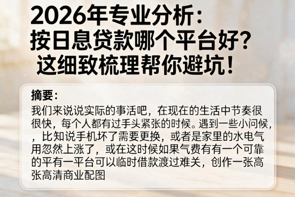 2026年专业分析：按日息贷款哪个平台好？这篇细致梳理帮你避坑！