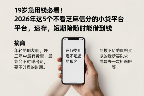 19岁急用钱必看！2026年这5个不看芝麻信用分的小贷平台速存，短期备用随时能借到钱