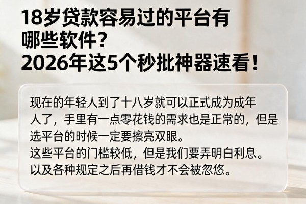 18岁贷款容易过的平台有哪些软件?2026年这5个秒批神器速看!