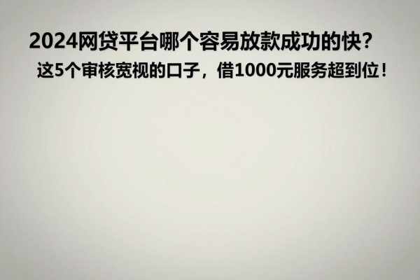 2024网贷平台哪个容易放款成功的快？这5个审核宽松的口子，借1000元服务超到位！