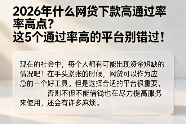 2026年什么网贷下款高通过率高点?这5个通过率高的平台别错过!