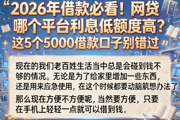 2026年借款必看!网贷哪个平台利息低额度高?这5个5000借款口子别错过