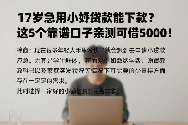17岁急用小额贷款能下款？这5个靠谱口子亲测可借5000！