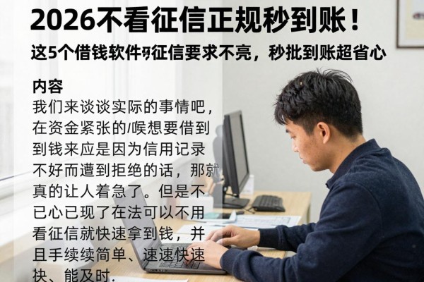 2026不看征信正规秒到账!这5个借钱软件对征信要求不高,秒批到账超省心