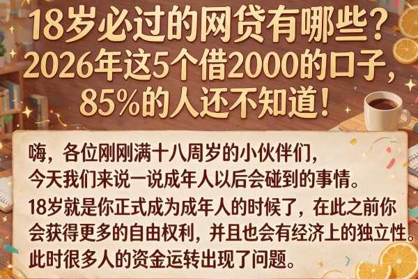 18岁必过的网贷有哪些?2026年这5个借2000的口子,85%的人还不知道!