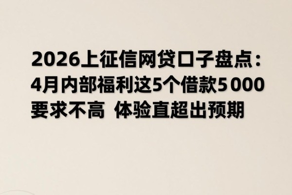 2026上征信网贷口子盘点:4月内部福利这5个借款50000要求不高,体验直接超出预期