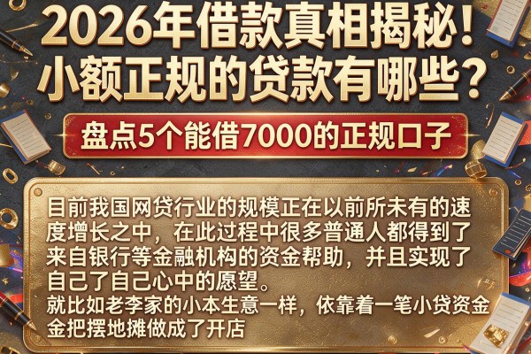 2026年借款真相揭秘!小额正规的贷款有哪些?盘点5个能借7000的正规口子