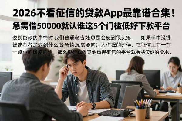 2026不看征信的贷款app最靠谱合集！急需借50000就认准这5个门槛低好下款平台