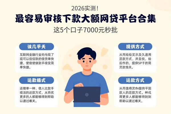 2026实测!最容易审核下款的大额网贷平台合集,这5个口子7000元秒批