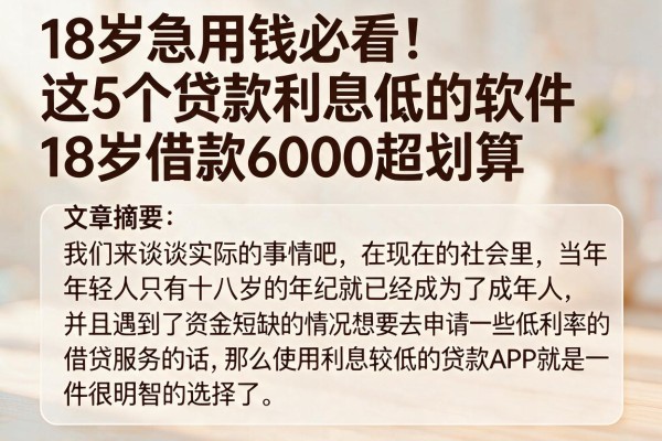 18岁急用钱必看!这5个贷款利息低的软件,18岁借款6000超划算