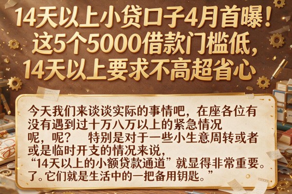 14天以上小贷口子4月首曝!这5个5000借款门槛低,14天以上要求不高超省心