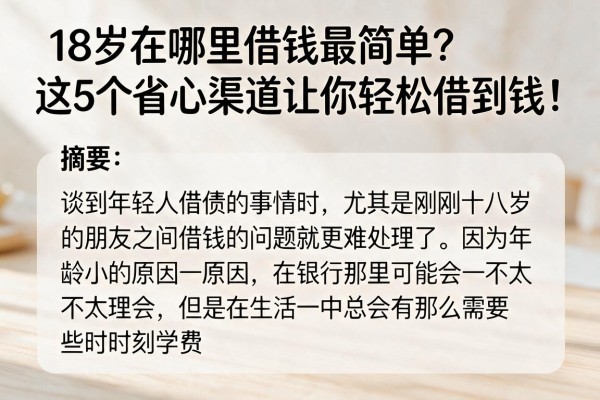 18岁在哪里借钱最简单?这5个省心渠道让你轻松借到钱!