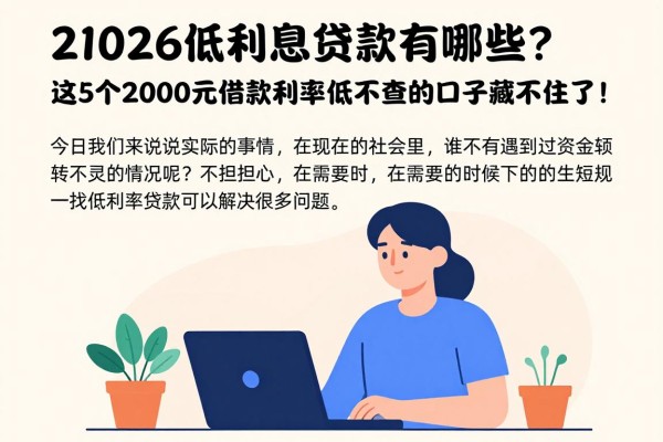 2026低利息贷款有哪些？这5个2000元借款利率低不查的口子藏不住了！