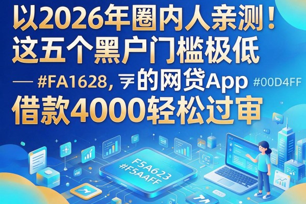 2026年圈内人亲测!这五个黑户门槛极低的网贷App,借款4000轻松过审