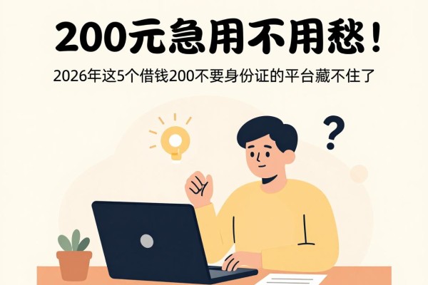 200元急用不用愁!2026年这5个借钱200不要身份证的平台藏不住了