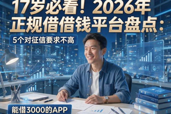 17岁必看!2026年正规借钱平台盘点:5个对征信要求不高、能借3000的APP