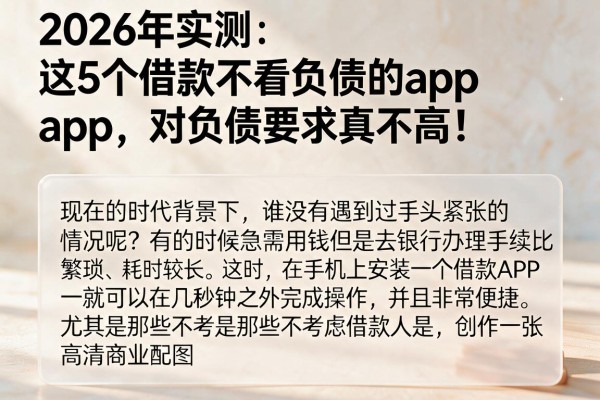 2026年实测：这5个借款不看负债的app，对负债要求真不高！