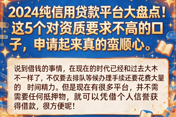 2024纯信用贷款平台大盘点!这5个对资质要求不高的口子,申请起来真的蛮顺心