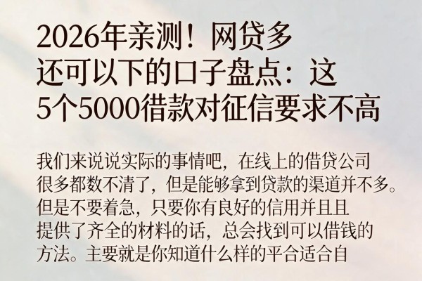 2026年亲测!网贷多还可以下的口子盘点:这5个5000借款对征信要求不高