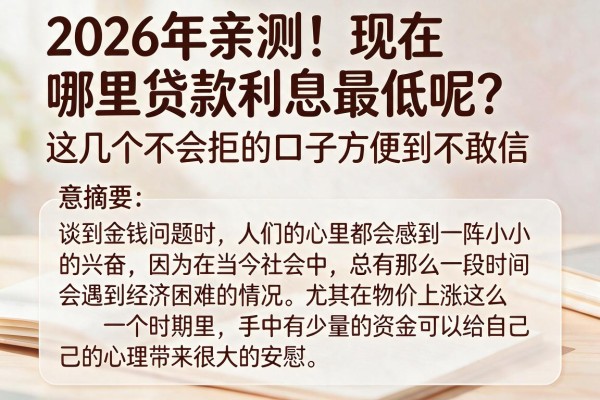 2026年亲测！现在哪里贷款利息最低呢？这几个不会拒的口子方便到不敢信