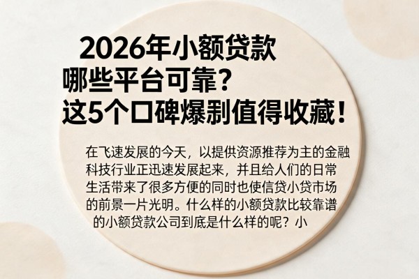 2026年小额贷款哪些平台可靠？这5个口碑爆款值得收藏！