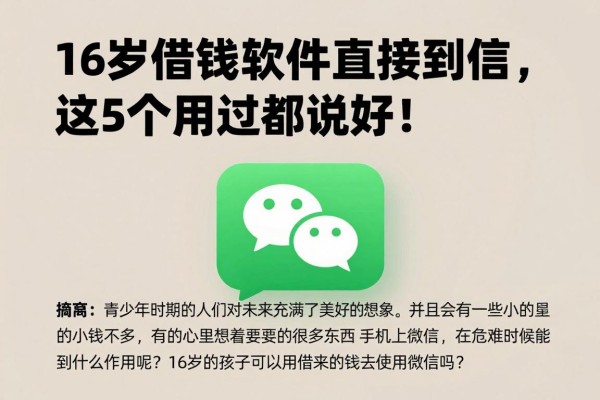 16岁借钱软件直接到微信，这5个用过都说好！