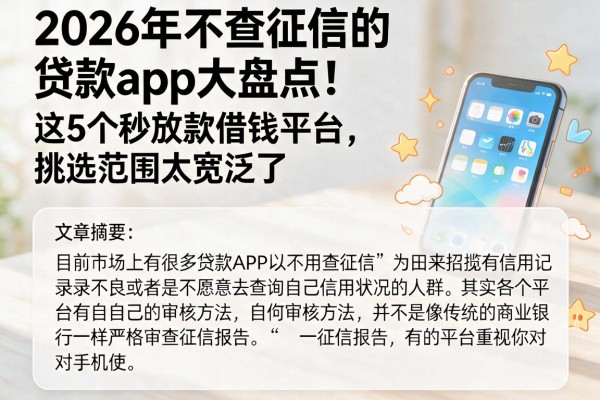 2026年不查征信的贷款app大盘点!这5个秒放款借钱平台,挑选范围太宽泛了