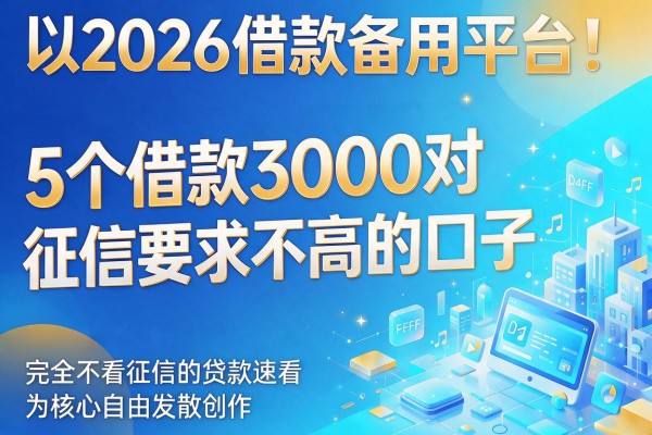 2026借款备用平台!5个借款3000对征信要求不高的口子,完全不看征信的贷款速看