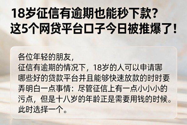 18岁征信有逾期也能秒下款?这5个网贷平台口子今日被推爆了!