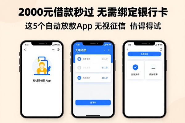 2000元借款秒过,无需绑定银行卡!这5个自动放款App无视征信,值得一试