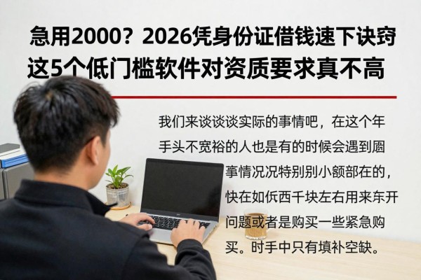 急用2000?2026凭身份证借钱速下诀窍!这5个低门槛软件对资质要求真不高--