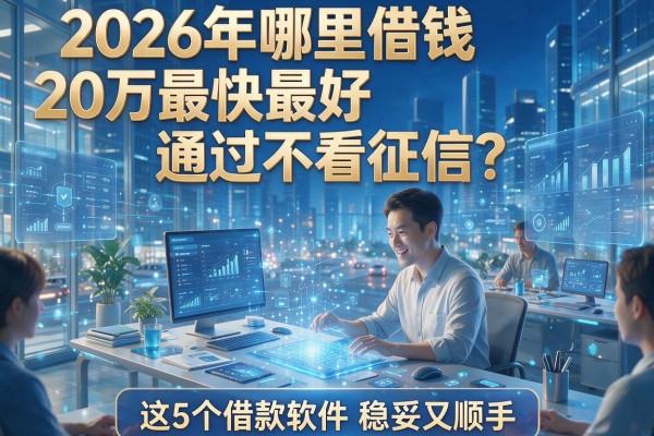 2026年哪里借钱20万最快最好通过不看征信?这5个借款软件稳妥又顺手