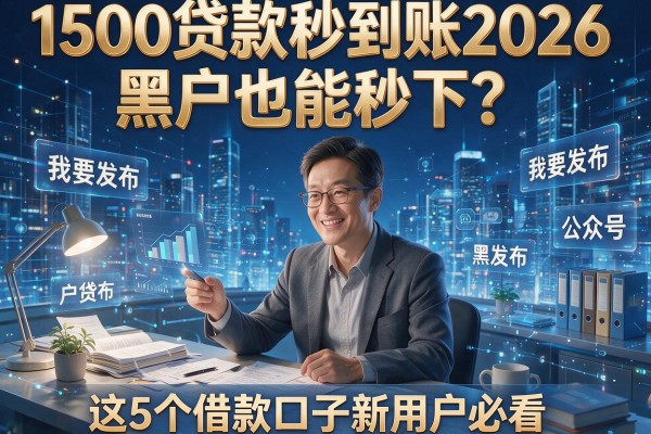 1500贷款秒到账2026,黑户也能秒下?这5个借款口子新用户必看!