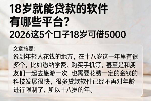 18岁就能贷款的软件有哪些平台？2026这5个口子18岁可借5000