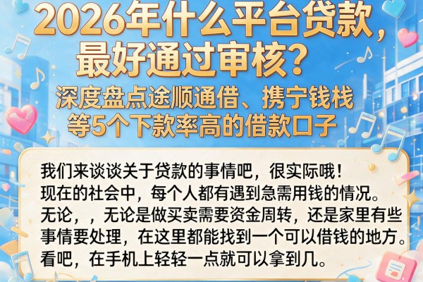 2026年什么平台贷款最好通过审核?深度盘点途顺通借、携宁钱栈等5个下款率高的借款口子