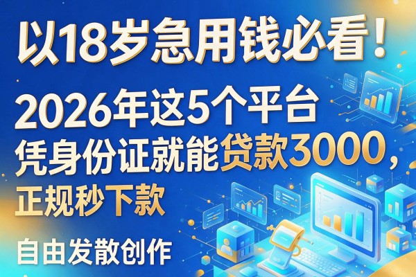 18岁急用钱必看!2026年这5个平台凭身份证就能贷款3000,正规秒下款