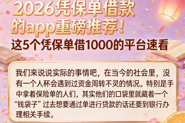 2026凭保单借款的app重磅推荐!这5个凭保单借1000的平台速看