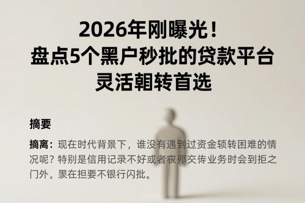 2026年刚曝光!盘点5个黑户秒批的贷款平台,灵活周转首选
